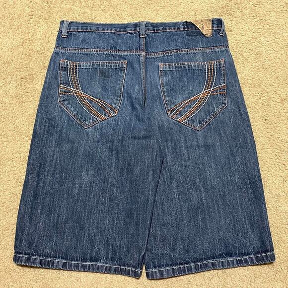 Y2K Corked Baggy Skater Orange Embroidered Long Jorts 38W - Picture 1 of 6